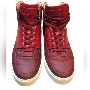 TOD'S Hightop Sneaker Burgundy Crocodile Skin Size 8